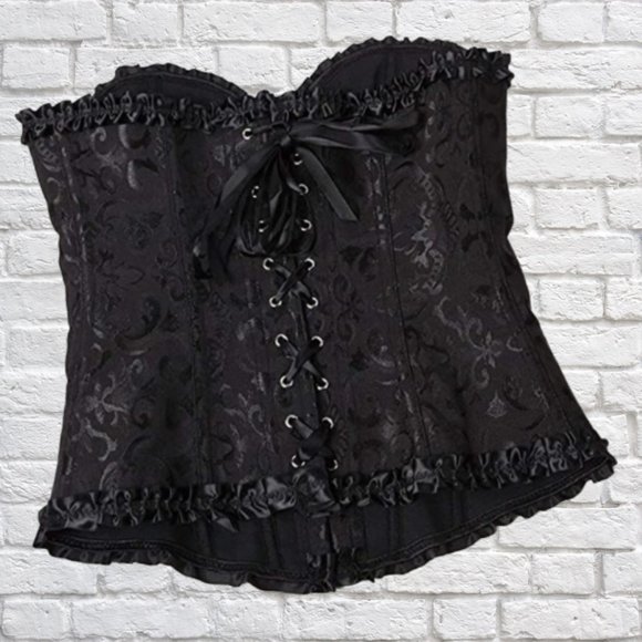 Lace-Up Boned Overbust Corset Bustier Lingerie Sexy Bodyshaper NWT - Picture 2 of 5